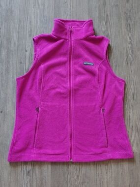 Columbia Women's Bright Pink Full Zip Vest Zipped Pockets Outdoor Casual Size L